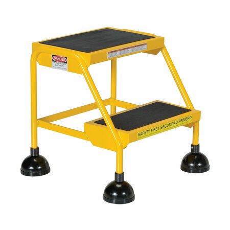 VESTIL 18.5 H Steel Commercial Spring Loaded Rolling Ladder, 2 Steps LAD-2-Y